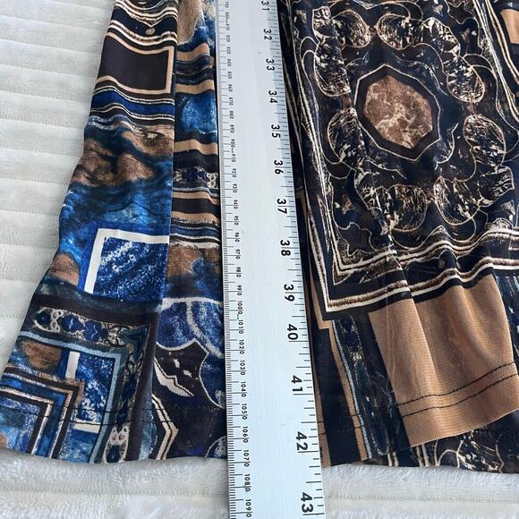 ANAC Women Mesh Abstract Print Dress cowl Neck Sz L Boho Art 90s Y2K bell Sleeve - Picture 12 of 12